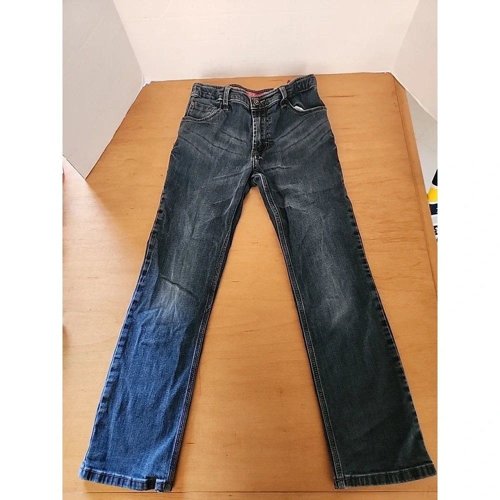 Wrangler Boys 14R Straight Leg Adjustable Waist Dark Wash Blue Jeans‎